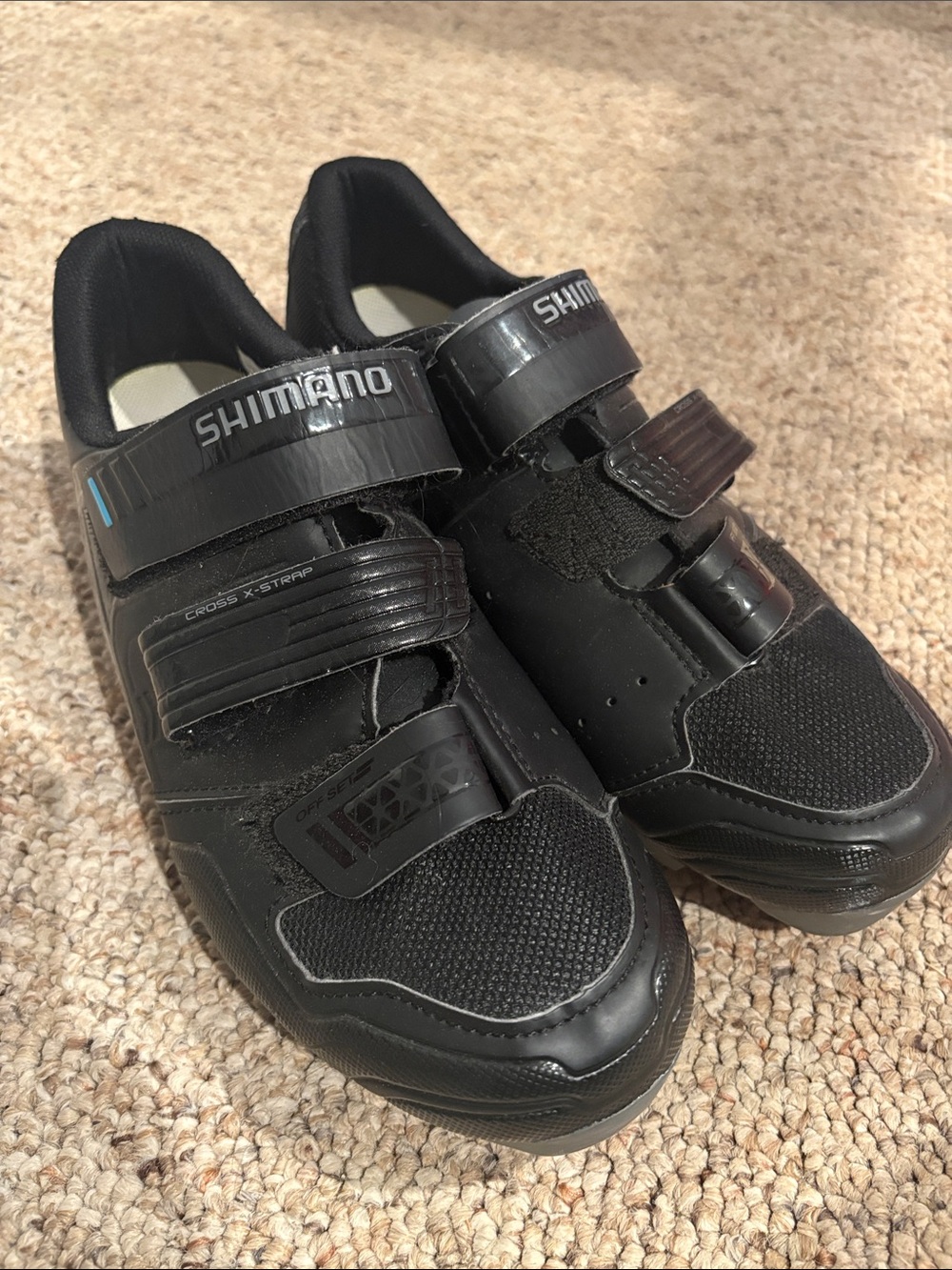 Shimano Black Cycling shoes with Triple Velcro Straps